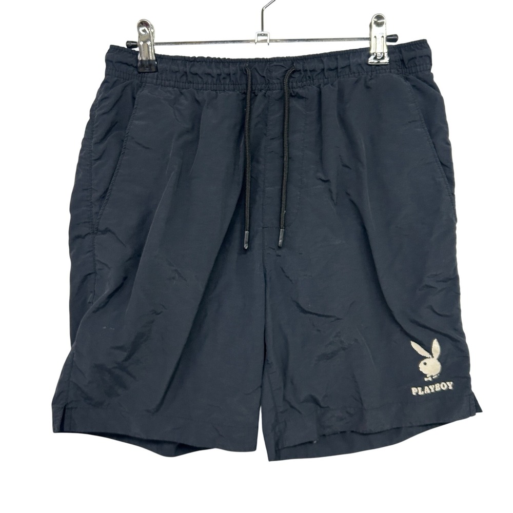 Playboy by PacSun Nylon Drawstring Active Shorts Small Black Gorpcore Streetwear